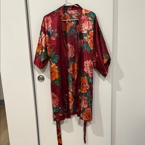 Floral Satin Kimono Robe